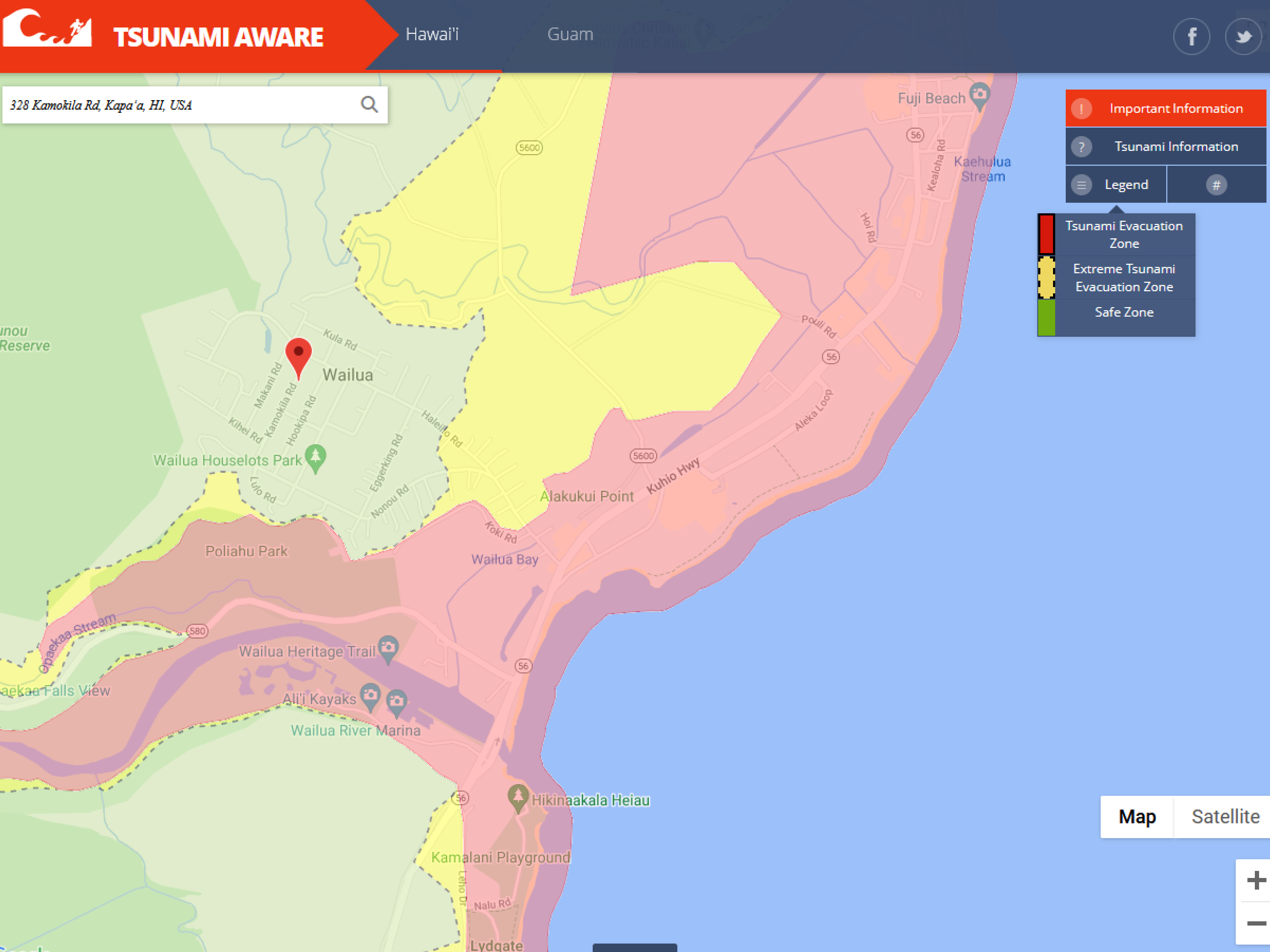 Kauai tsunami area